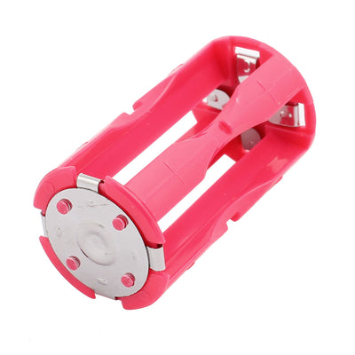 Harfington Uxcell Round Plastic Battery Holder Case Box Rose Red for 4 x 1.5V AAA Battery