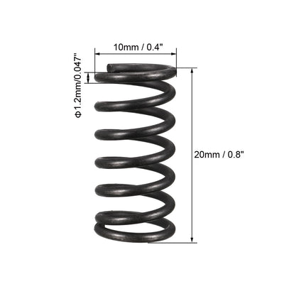 Harfington Uxcell Compression Spring 1.2mm Wire Dia,10mm OD,20mm Free Length,Black,20Pcs