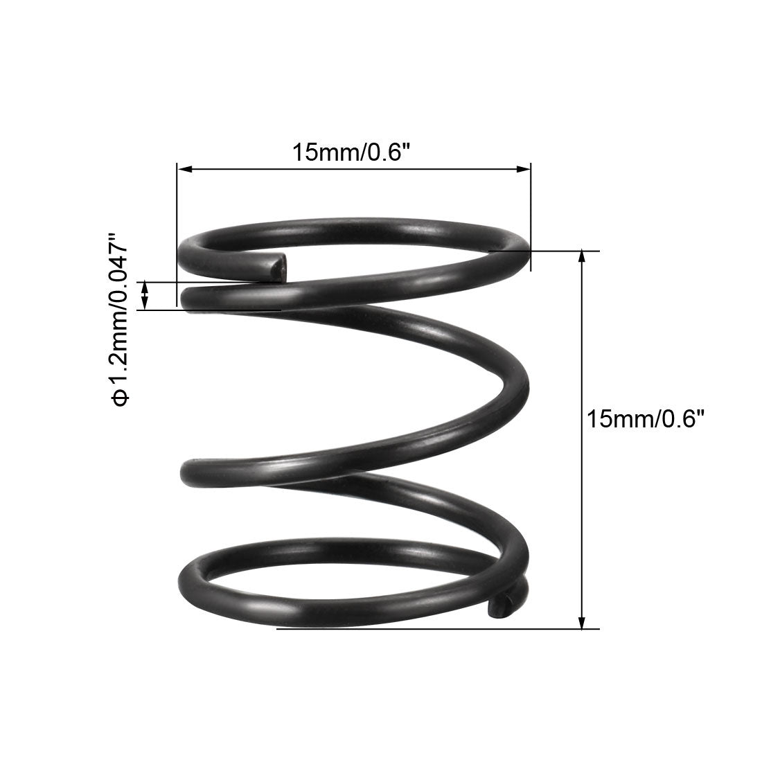 uxcell Uxcell Compression Spring 1.2mm Wire Dia,15mm OD,15mm Free Length,Black,20Pcs