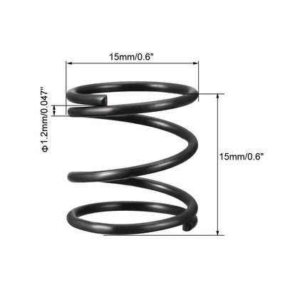 Harfington Uxcell Compression Spring 1.2mm Wire Dia,15mm OD,15mm Free Length,Black,20Pcs
