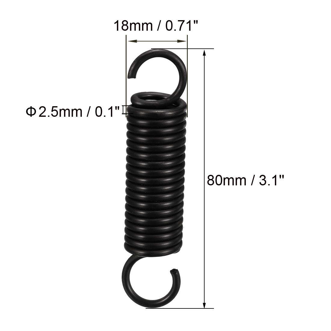Uxcell Uxcell 2.5mm Wire Diax18mm ODx115mm Free Length Spring Steel Tension Spring 2pcs