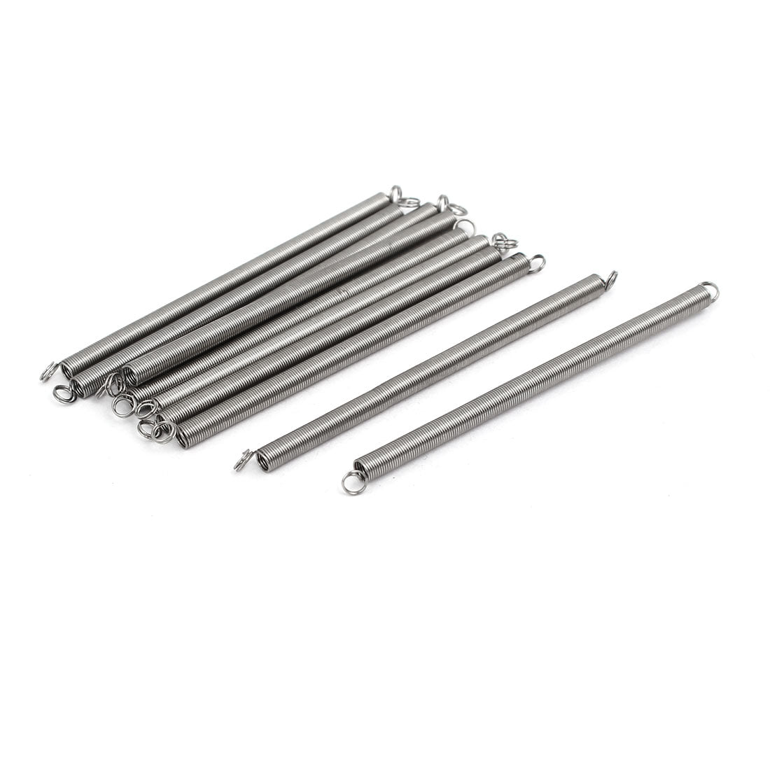 uxcell Uxcell 0.3mmx3mmx60mm 304 Stainless Steel Tension Springs Silver Tone 10pcs