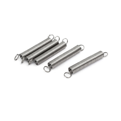 Harfington Uxcell 0.5mmx6mmx45mm 304 Stainless Steel Tension Springs Silver Tone 5pcs