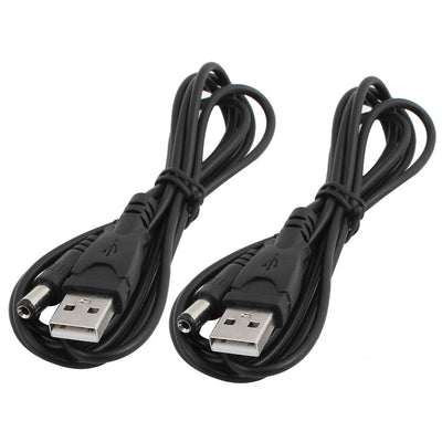 Harfington Uxcell USB A Male to 5.5 x 2.1mm DC Power Connector Supply Socket Cable 1.5m 2Pcs