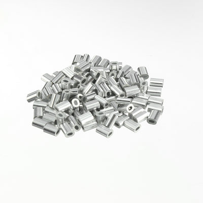 Harfington Uxcell 0.5mm Aluminum Oval Shaped Cable Wire Rope Sleeves Clips Crimping Loops 50pcs