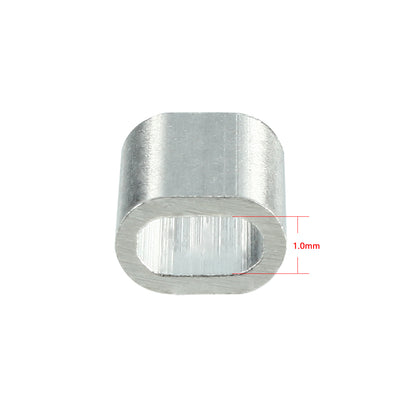 Harfington Uxcell 1mm (0.039") Cable Wire Rope Aluminum Sleeves Clip Fittings Crimps Loop 50pcs
