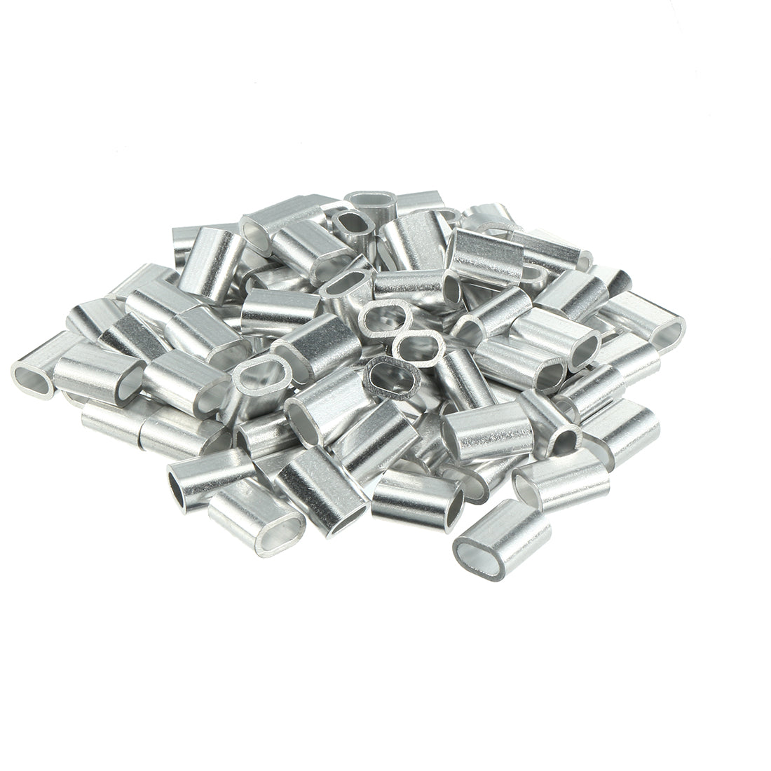 uxcell Uxcell 2mm 5/64-inch Cable Wire Rope Aluminum Sleeves Clip Fittings Crimps Loop 50pcs