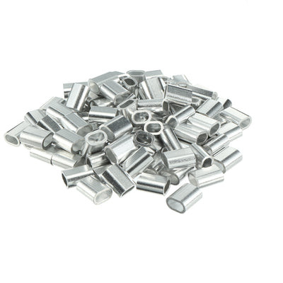 Harfington Uxcell 2mm 5/64-inch Cable Wire Rope Aluminum Sleeves Clip Fittings Crimps Loop 50pcs