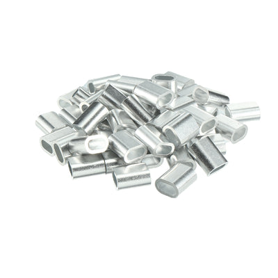 Harfington Uxcell 4mm 5/32-inch Cable Wire Rope Aluminum Oval Sleeves Clips Crimping Loops 25pcs