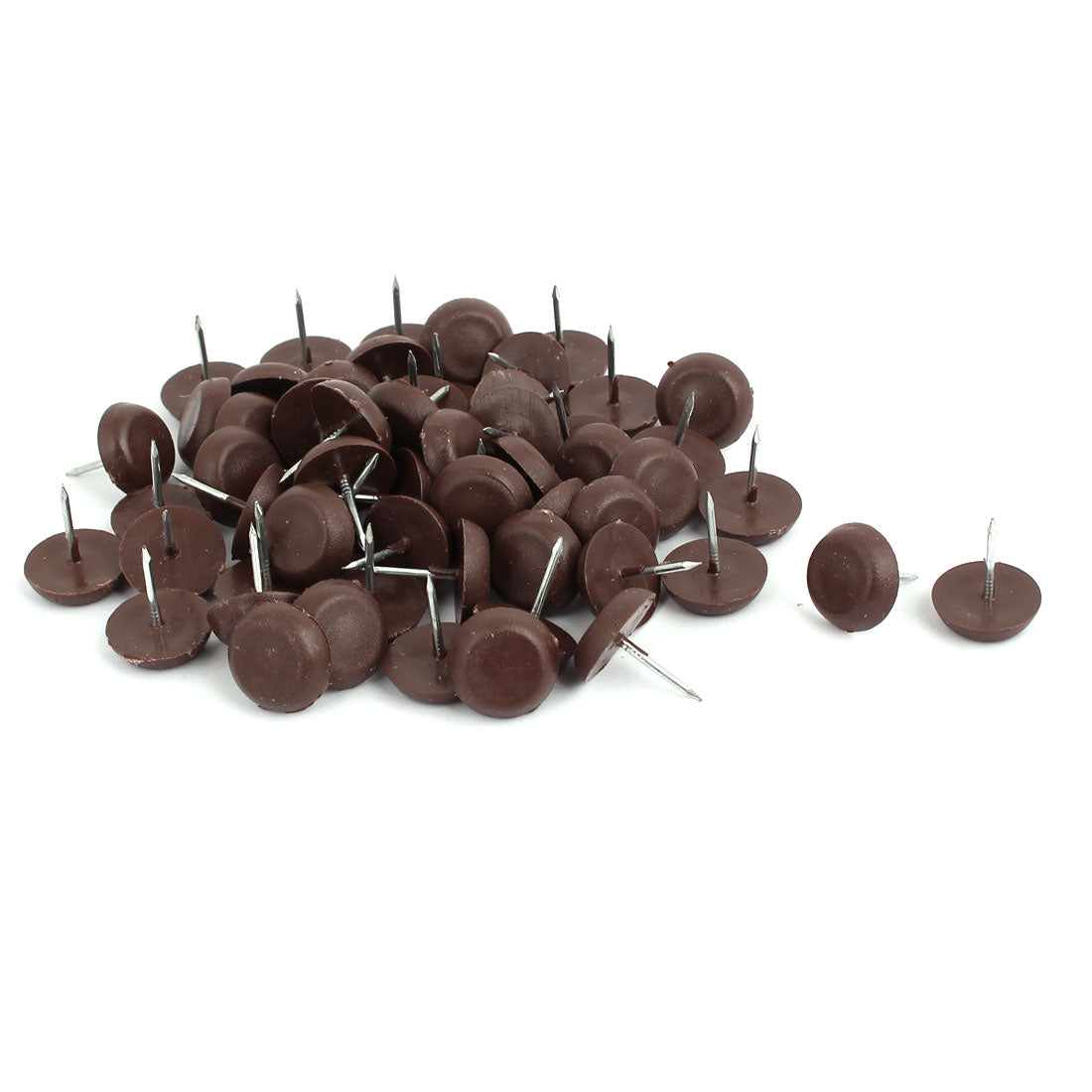 uxcell Uxcell Furniture Chair Foot Leg Round Base Pad Glide Nails Brown 15mmx17mm 60pcs