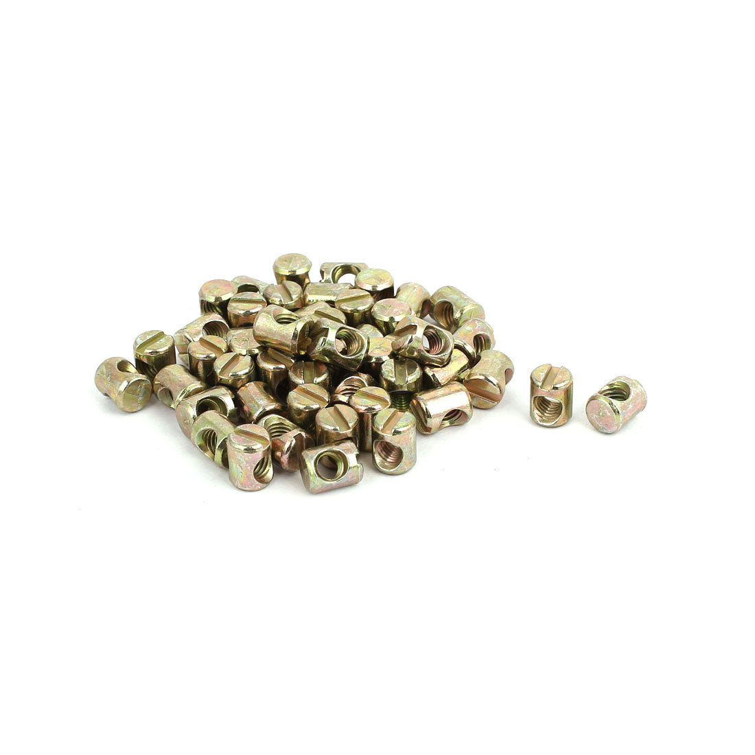 uxcell Uxcell M5x10mm Yellow Zinc Plated Cross Dowel Slotted Barrel Nuts 50pcs
