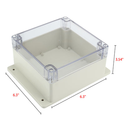 Harfington Uxcell 6.3"x6.3"x3.54"(160mmx160mmx90mm) ABS Junction Box Universal Project Enclosure w PC Transparent Cover