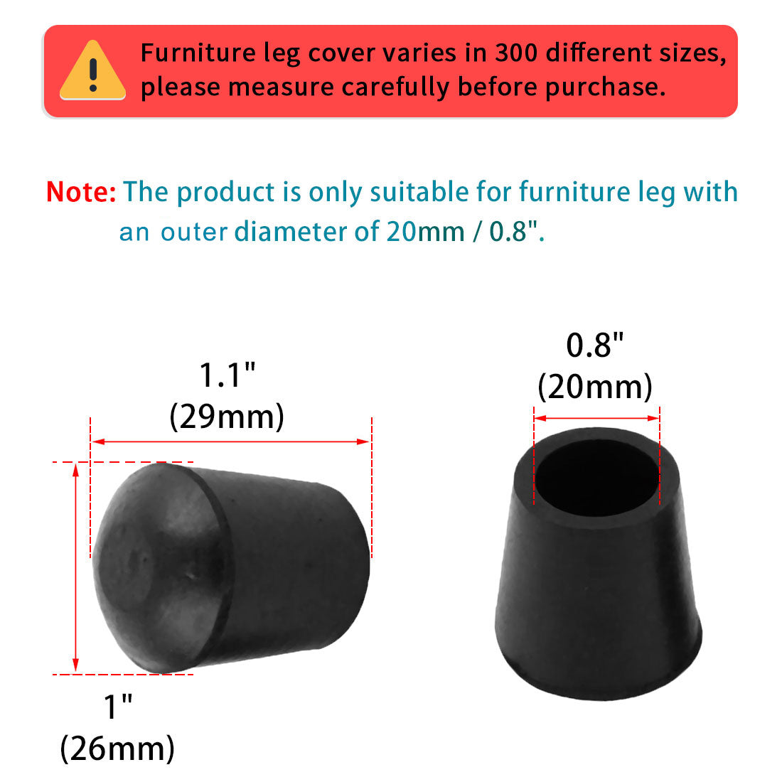 uxcell Uxcell Family Rubber Anti-scratch Furniture Chair Foot Protector Cover 20mm Inner Dia 18 Pcs