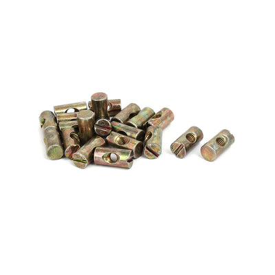 Harfington Uxcell 20pcs M6x20mm Barrel Bolt Cross Dowel Slotted Furniture Nut for Beds Chairs
