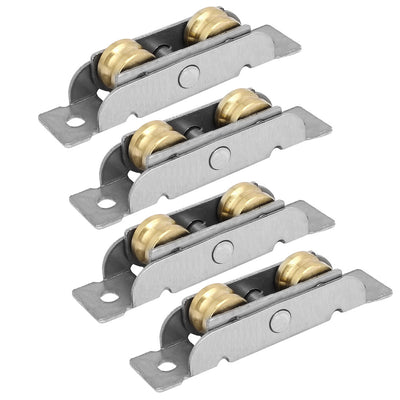 Harfington Uxcell 64mm Length 12mm Dia Double Rollers Sliding Window Sash Pulley Wheel 4pcs
