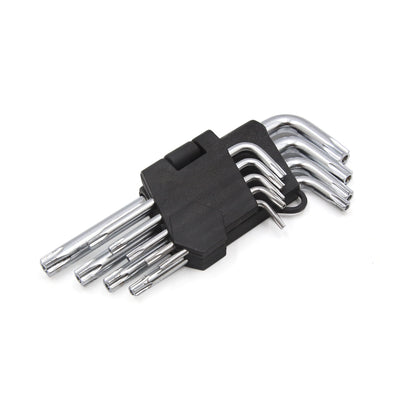 Harfington Uxcell 9 in 1 T10 T15 T20 T25 T27 T30 T40 T45 T50 Torx Key L Shaped Hex Wrench Set for Car