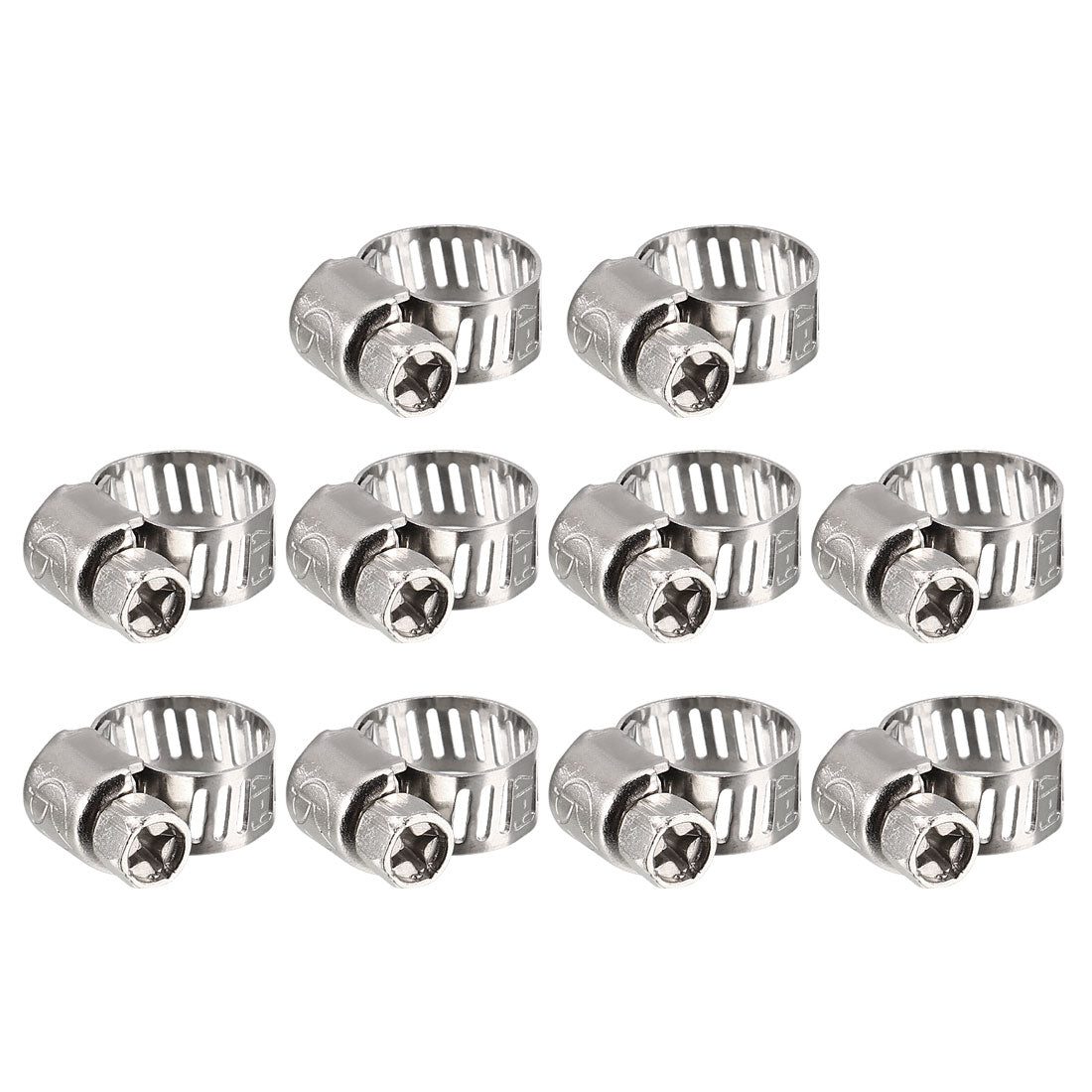 uxcell Uxcell 10 Pcs 6-12mm Hole Dia Metal Adjustable Cable Tight  Gear Hose Clamp