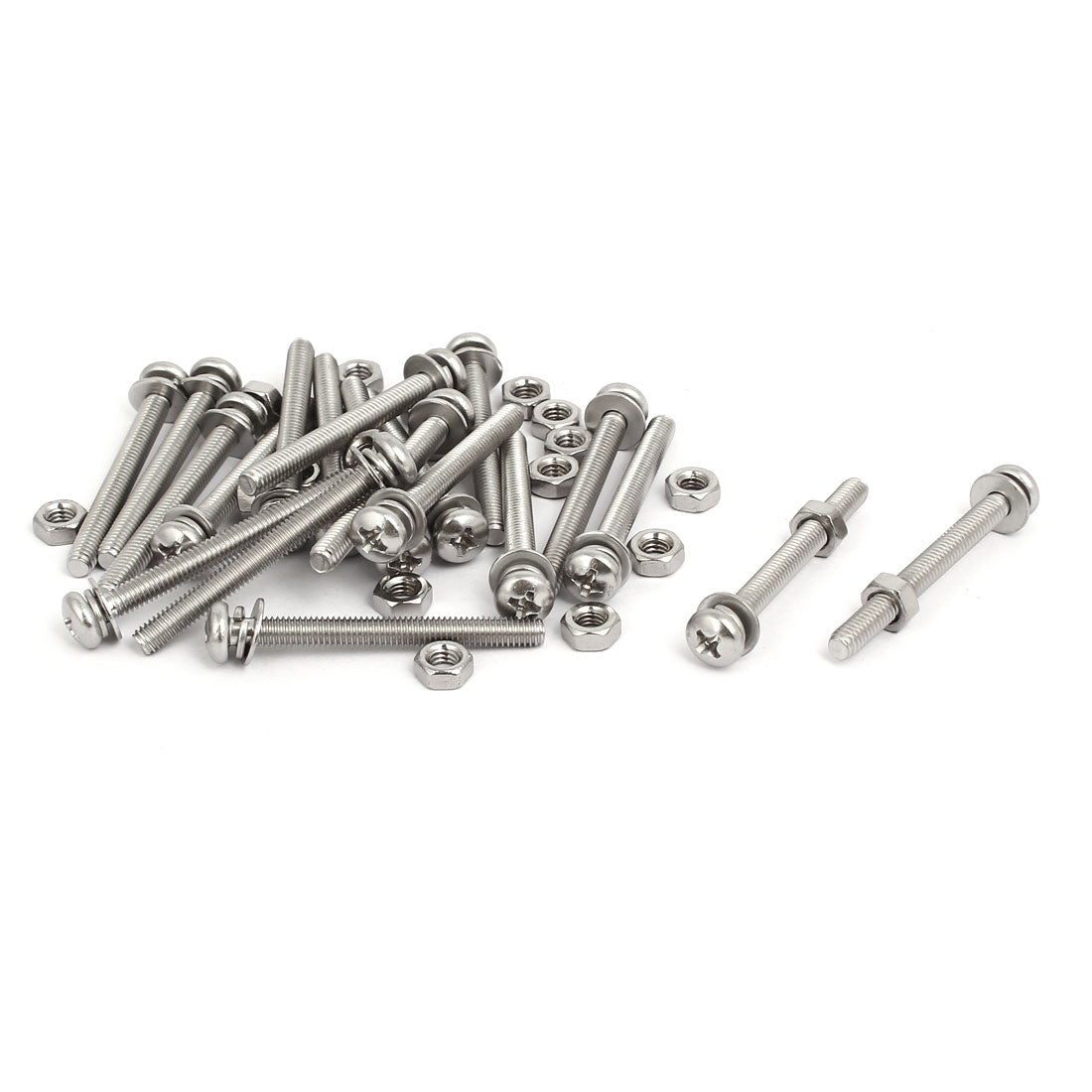 uxcell Uxcell M4x40mm 304 Stainless Steel Phillips Pan Head Bolt Screw Nut w Washer 20 Sets