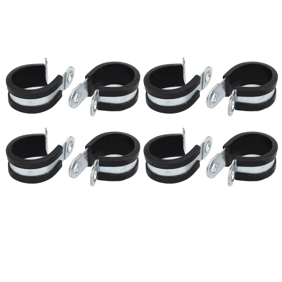 uxcell Uxcell 25mm Dia Rubber Lined R Shaped Zinc Plated Pipe Clip Cable Clamp 8pcs
