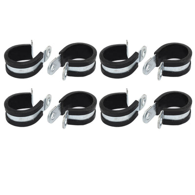 Harfington Uxcell 25mm Dia Rubber Lined R Shaped Zinc Plated Pipe Clip Cable Clamp 8pcs