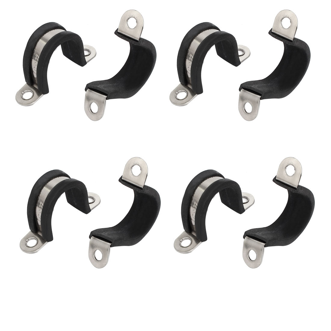 uxcell Uxcell 22mm Dia Rubber Lined U Shaped 304 Stainless Steel Pipe Clip Hose Clamp 8pcs