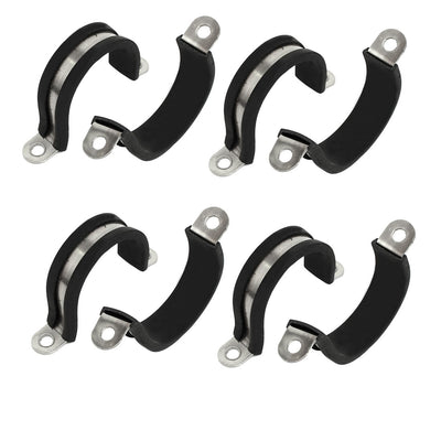 Harfington Uxcell 32mm Dia Rubber Lined U Shaped 304 Stainless Steel Pipe Clip Hose Clamp 8pcs