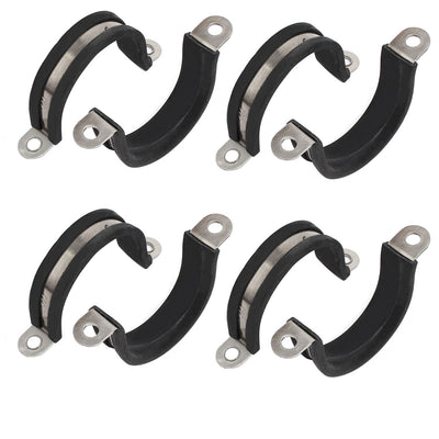 Harfington Uxcell 34mm Dia Rubber Lined U Shaped 304 Stainless Steel Pipe Clip Hose Clamp 8pcs