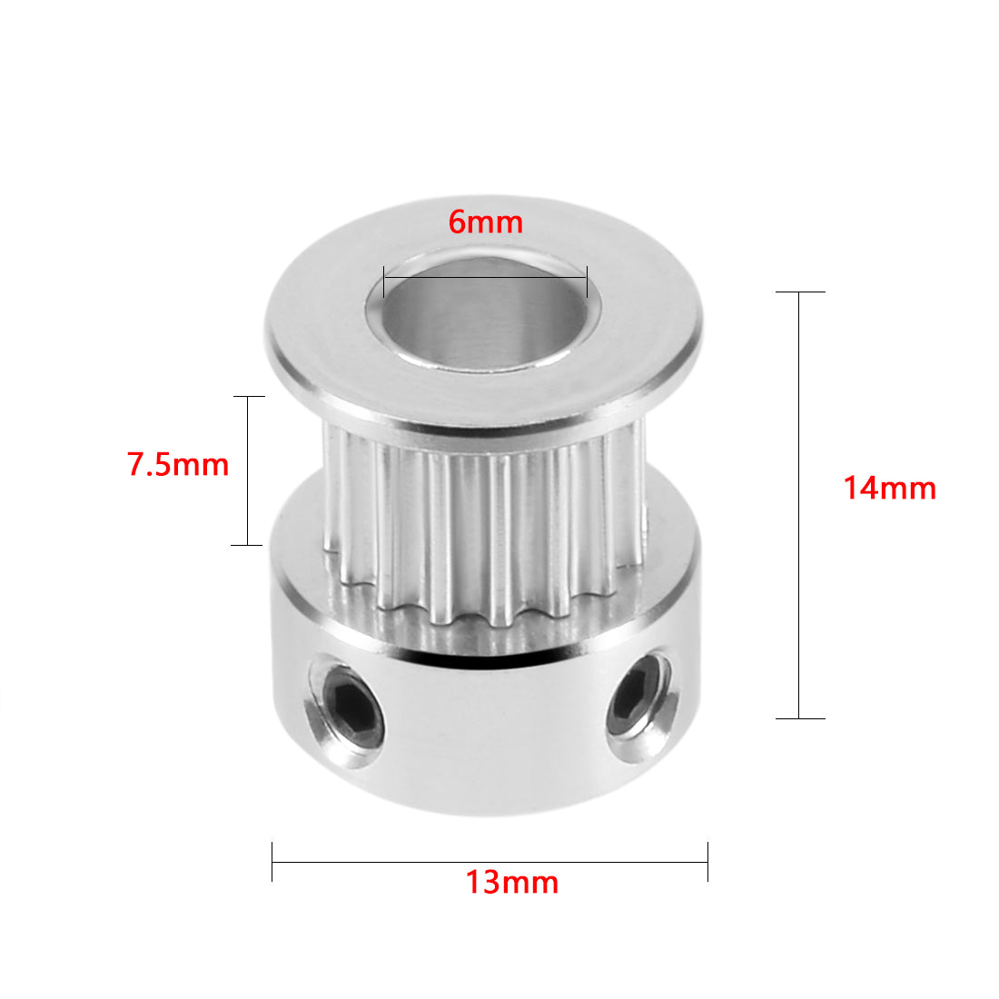 uxcell Uxcell Aluminum  16 Teeth 6mm Bore Timing Belt Pulley Flange Synchronous Wheel for 3D Printer