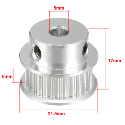 Harfington Uxcell Aluminum 2GT 30 Teeth 5mm Bore Timing Belt Pulley Synchronous Wheel for 3D Printer