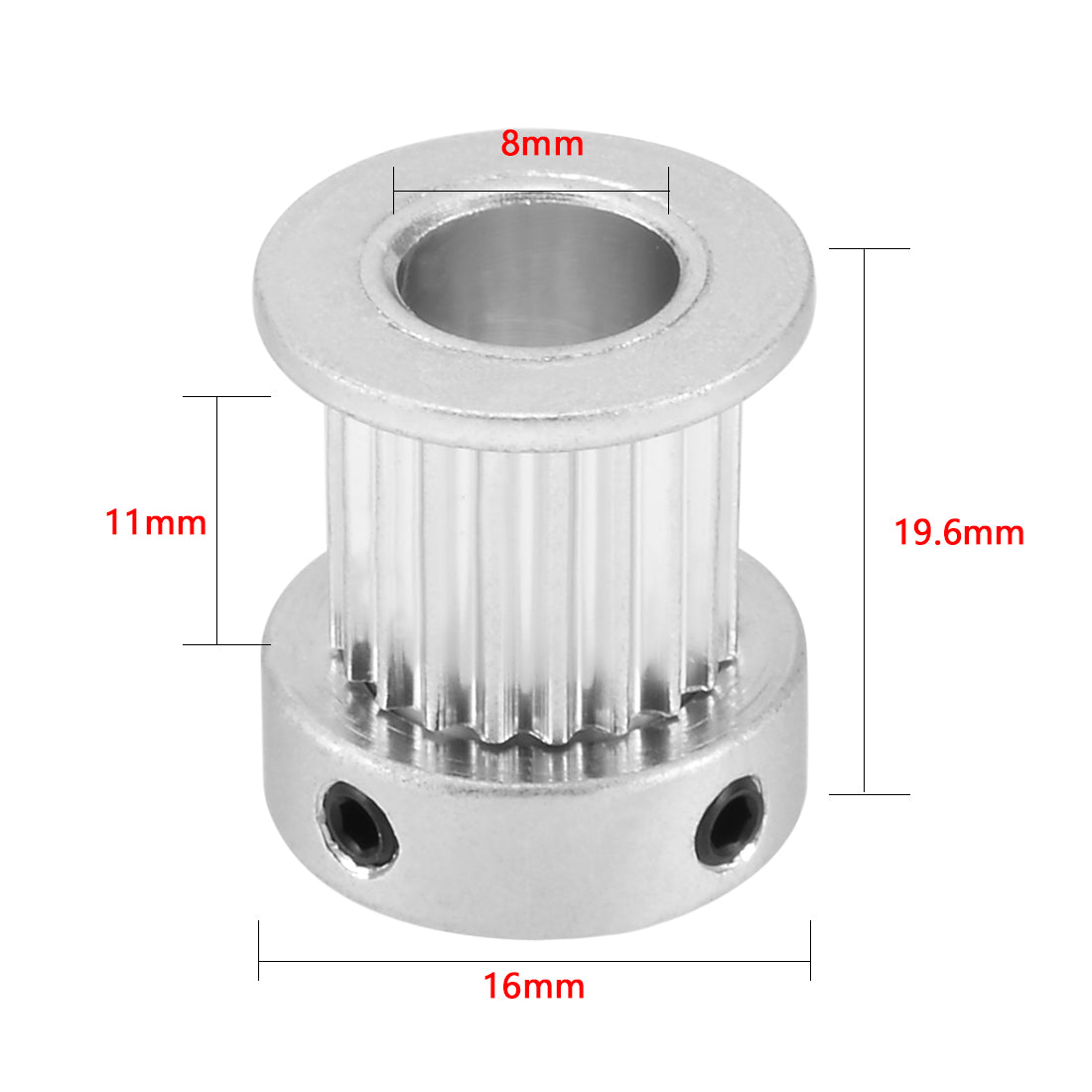 uxcell Uxcell Aluminum  20 Teeth 8mm Bore Timing Belt Pulley Flange Synchronous Wheel for 3D Printer 10mm Belt