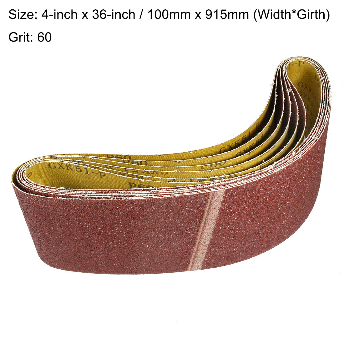 uxcell Uxcell 4-Inch x 36-Inch Aluminum Oxide Sanding Belt 60 Grits Lapped Joint 6pcs