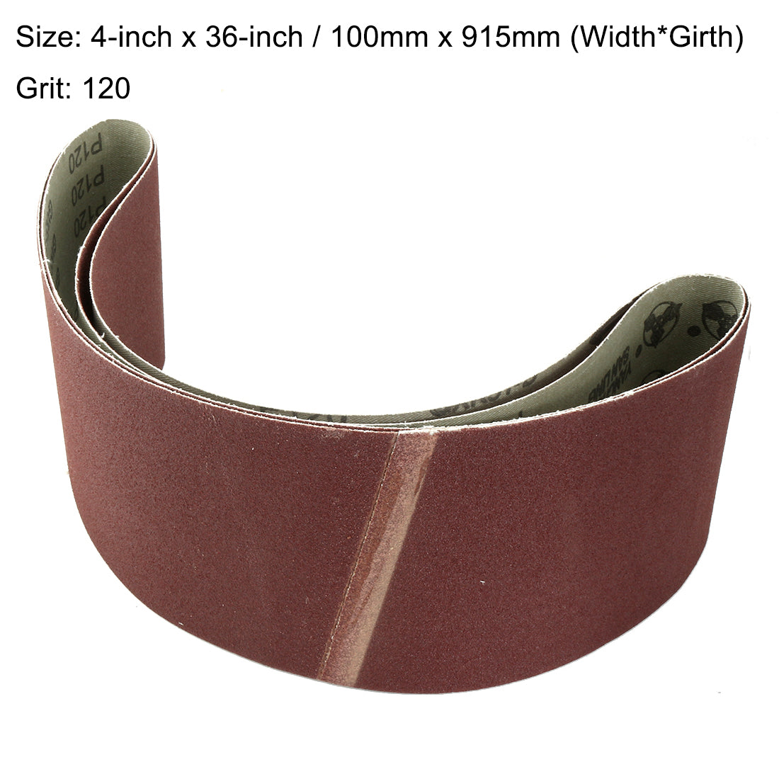 uxcell Uxcell 4-Inch x 36-Inch Aluminum Oxide Sanding Belt 120 Grits Lapped Joint 2pcs
