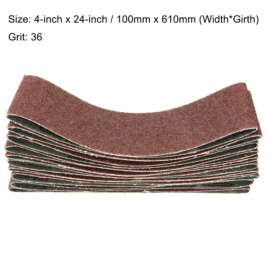 uxcell Uxcell 4-Inch x 24-Inch Aluminum Oxide Sanding Belt 36 Grits Lapped Joint 10pcs