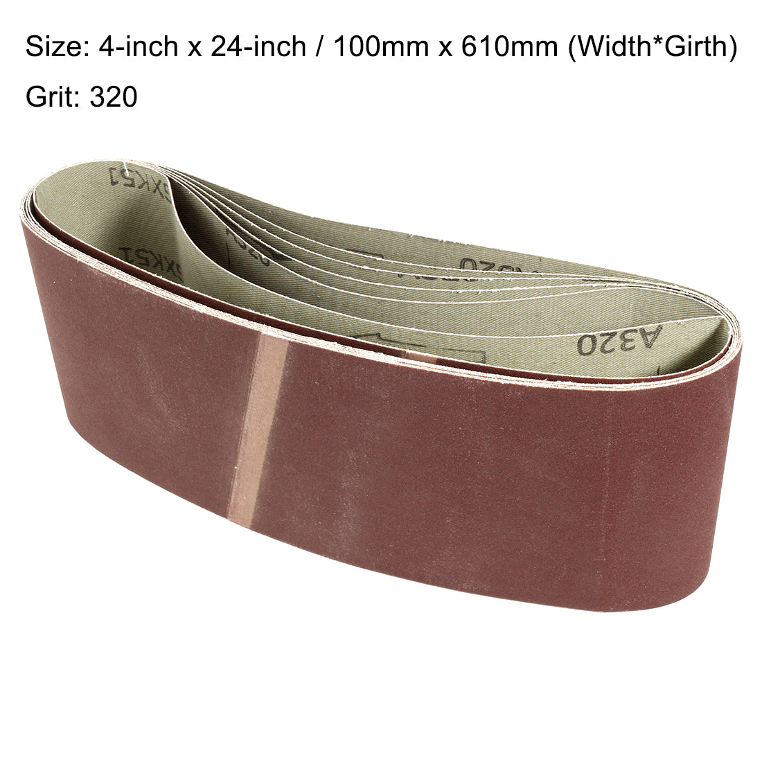 uxcell Uxcell 4-Inch x 24-Inch Aluminum Oxide Sanding Belt 320 Grits Lapped Joint 6pcs
