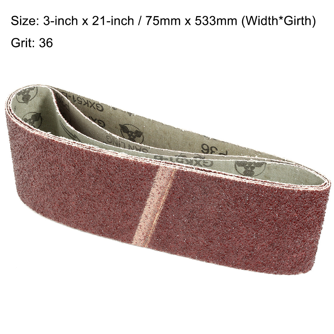uxcell Uxcell 3-Inch x 21-Inch Aluminum Oxide Sanding Belt 36 Grits Lapped Joint 3pcs
