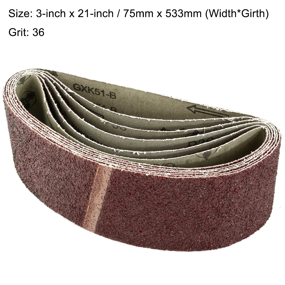 uxcell Uxcell 3-Inch x 21-Inch Aluminum Oxide Sanding Belt 36 Grits Lapped Joint 6pcs