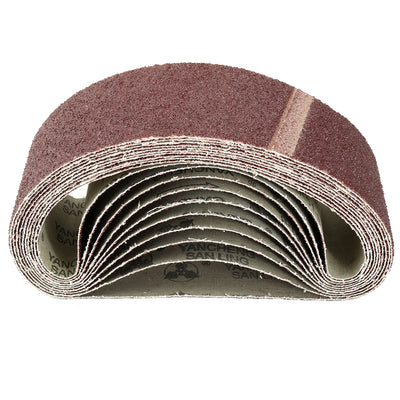 Harfington Uxcell 3-Inch x 21-Inch Aluminum Oxide Sanding Belt 36 Grits Lapped Joint 10pcs