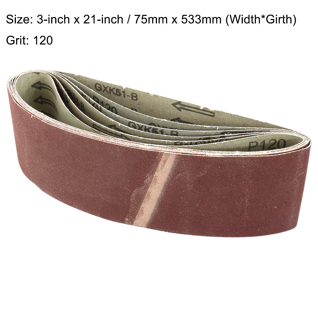 uxcell Uxcell 3-Inch x 21-Inch Aluminum Oxide Sanding Belt 120 Grits Lapped Joint 6pcs