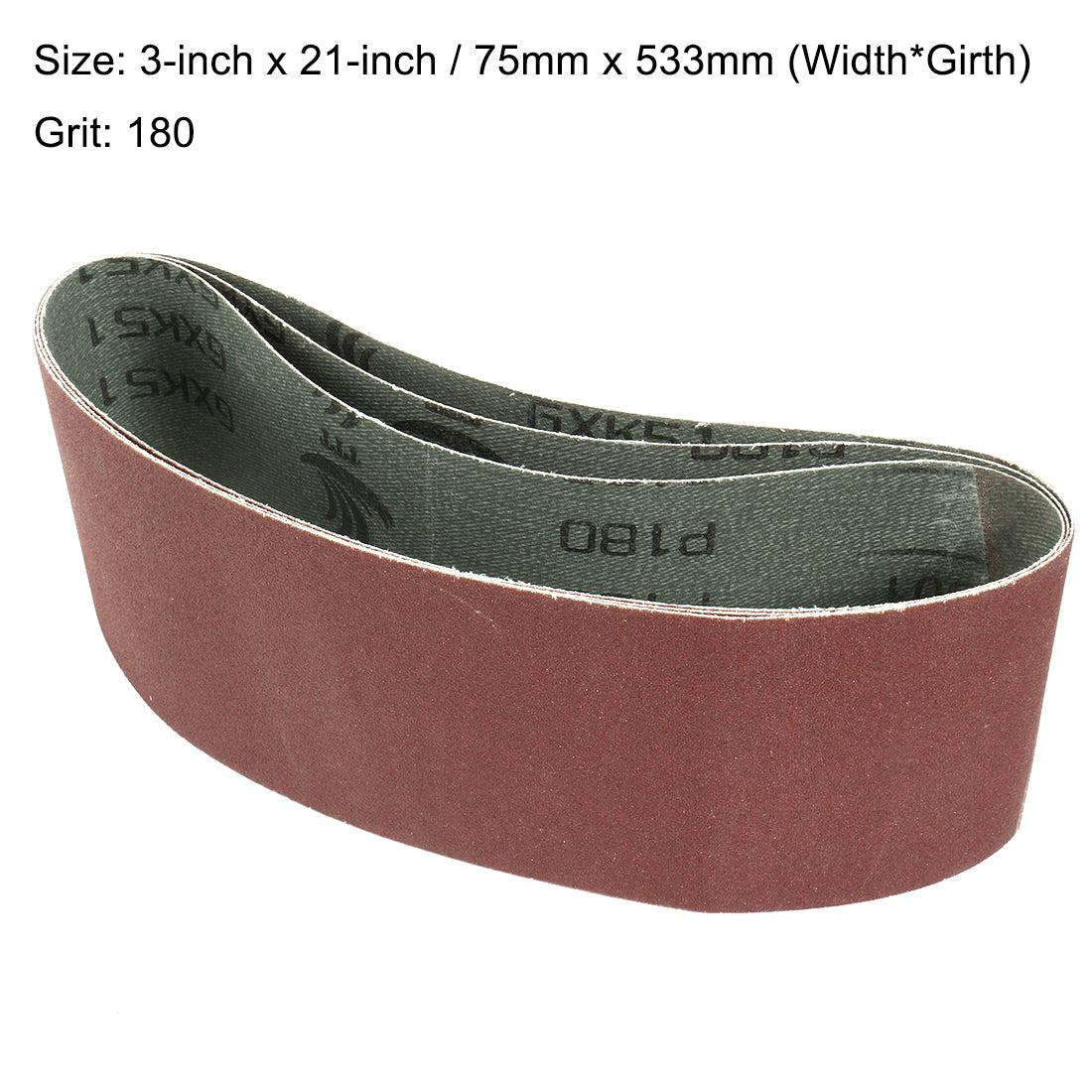 uxcell Uxcell 3-Inch x 21-Inch Aluminum Oxide Sanding Belt 180 Grits Lapped Joint 3pcs
