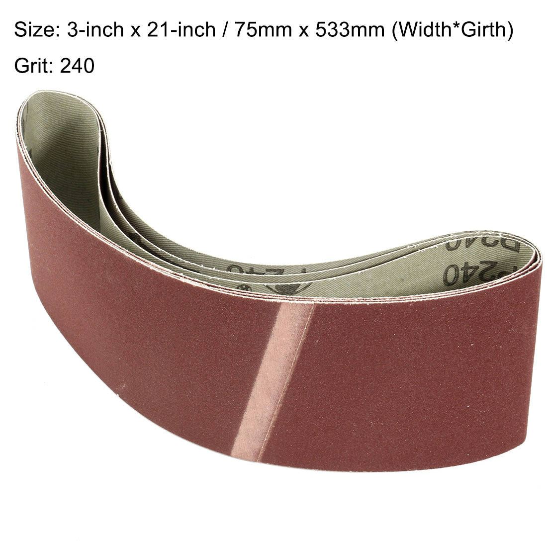 uxcell Uxcell 3-Inch x 21-Inch Aluminum Oxide Sanding Belt 240 Grits Lapped Joint 3pcs
