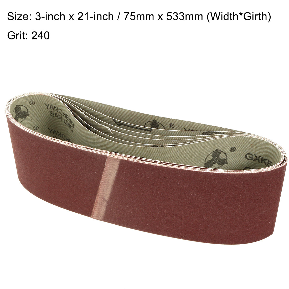 uxcell Uxcell 3-Inch x 21-Inch Aluminum Oxide Sanding Belt 240 Grits Lapped Joint 6pcs