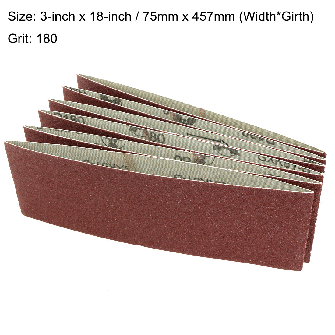 uxcell Uxcell 3-Inch x 18-Inch Aluminum Oxide Sanding Belt 180 Grits Lapped Joint 6pcs
