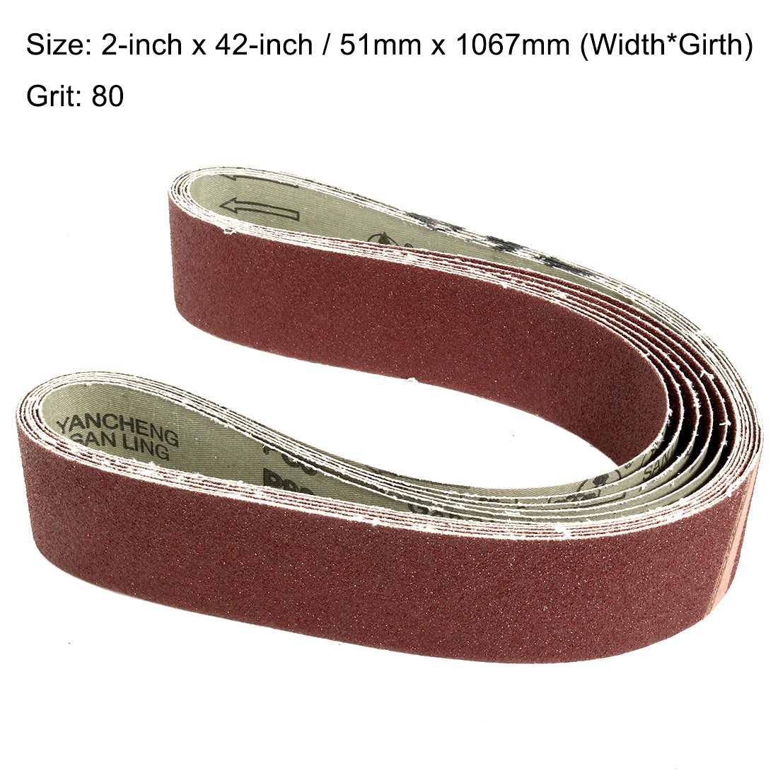 uxcell Uxcell 2-Inch x 42-Inch Aluminum Oxide Sanding Belt 80 Grits Lapped Joint 6pcs