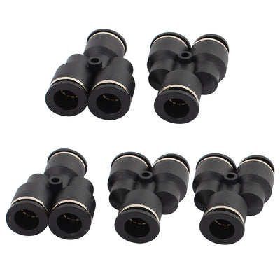 Harfington Uxcell 5Pcs Y Type Pneumatic Air 3 Way Quick Fittings Connector 12mm Tube Hose