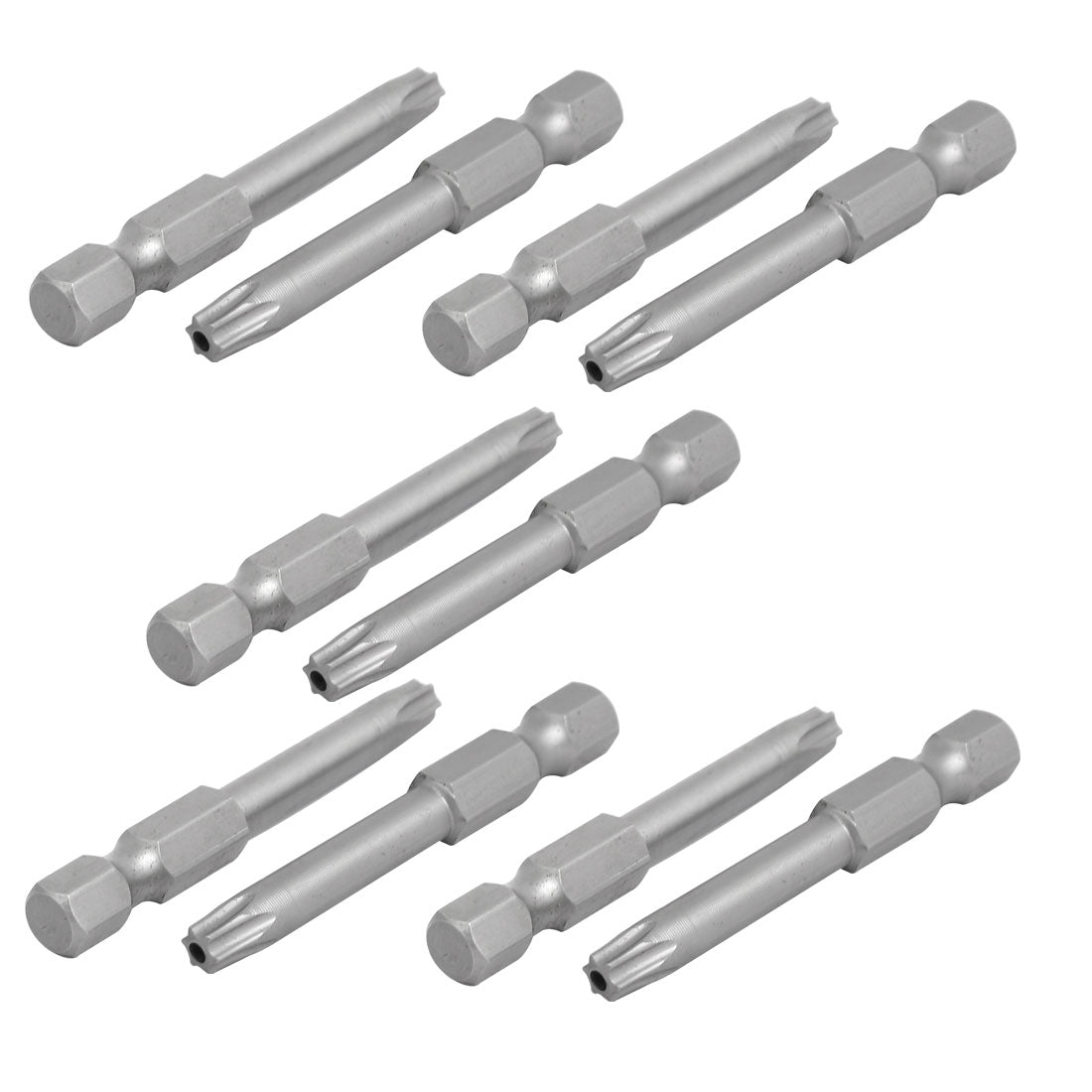 uxcell Uxcell 1/4" Hex Shank 3.8mm Tip T25 Magnetic Torx Screwdriver Bits 50mm Length 10pcs Gray