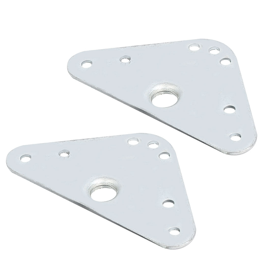 uxcell Uxcell Iron Triangle Shape Flat Corner Plate Angle Bracket Connector Silver Tone 2pcs