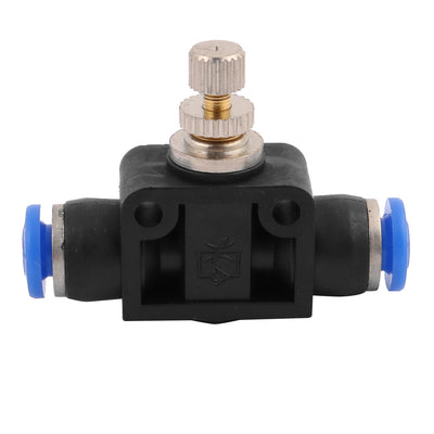 Harfington Uxcell Tube Speed Control Quick Connector Pneumatic Push In Fitting 4mm to 4mm Blue