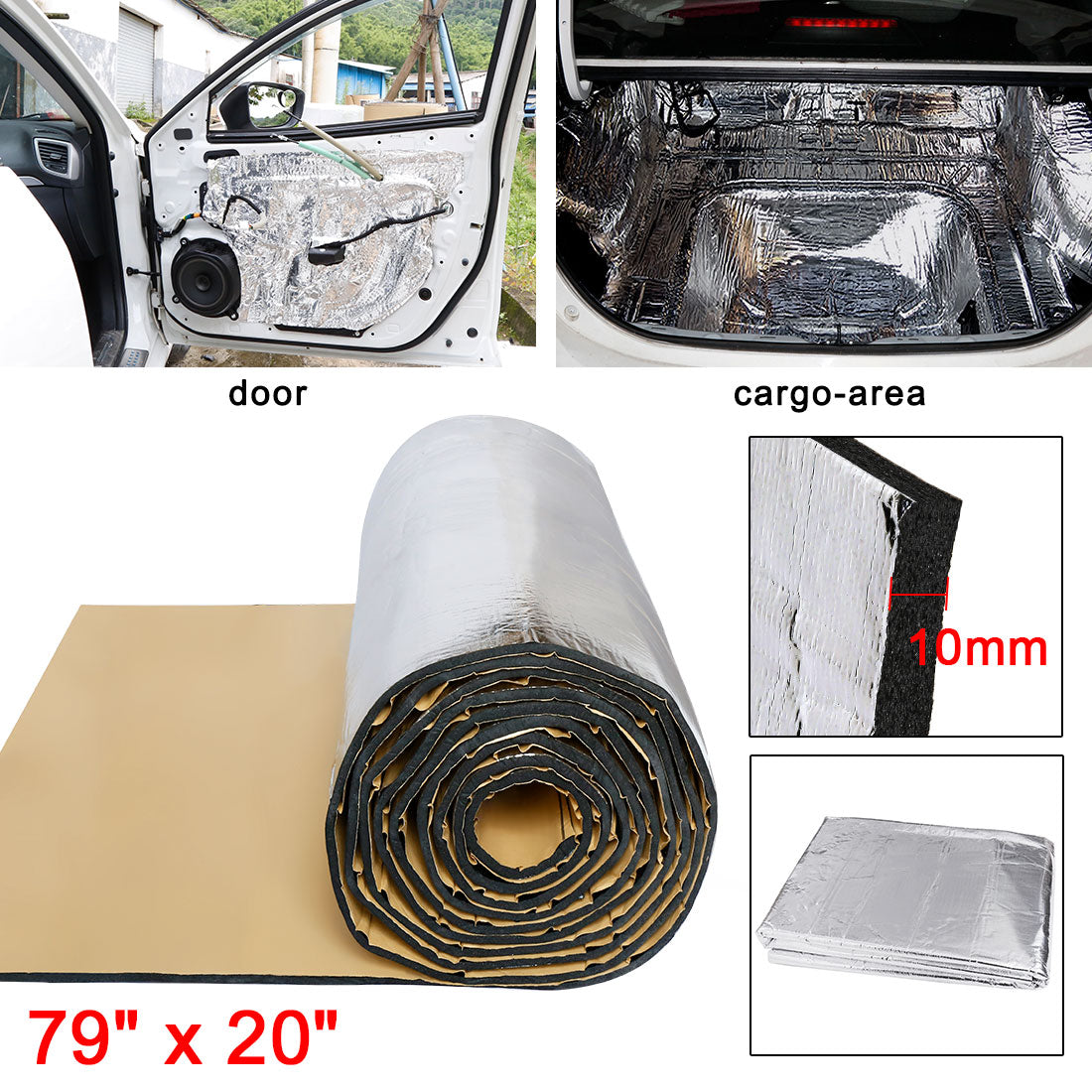 uxcell Uxcell 394mil 10.76sqft Firewall Heat Sound Deadener Insulation Mat 79 x 20 Inches for Automotive