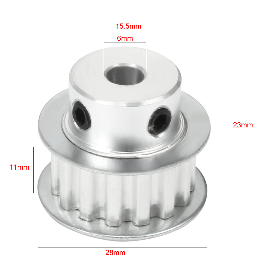 uxcell Uxcell Aluminum XL 15 Teeth 6mm Bore Timing Belt Idler Pulley Flange Synchronous Wheel for 10mm Belt 3D Printer CNC