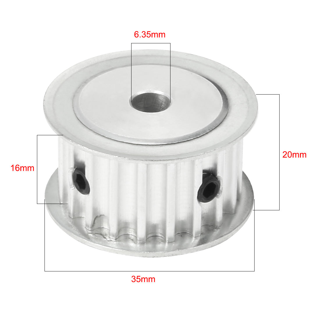 uxcell Uxcell Aluminum 5M 20 Teeth 6.35mm Bore Timing Belt Idler Pulley Flange Synchronous Wheel for 15mm Belt 3D Printer CNC